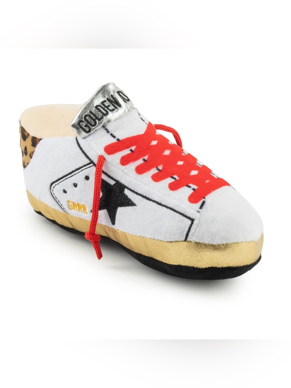 Golden Pooch Sneaker Plush Dog Toy White Red Gold New